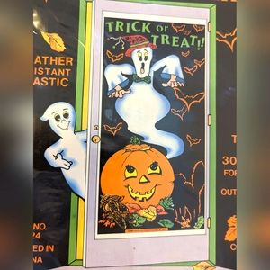 Vintage Halloween Door Cover Ghost Jack-O-Lantern 1986 Sealed Decor.